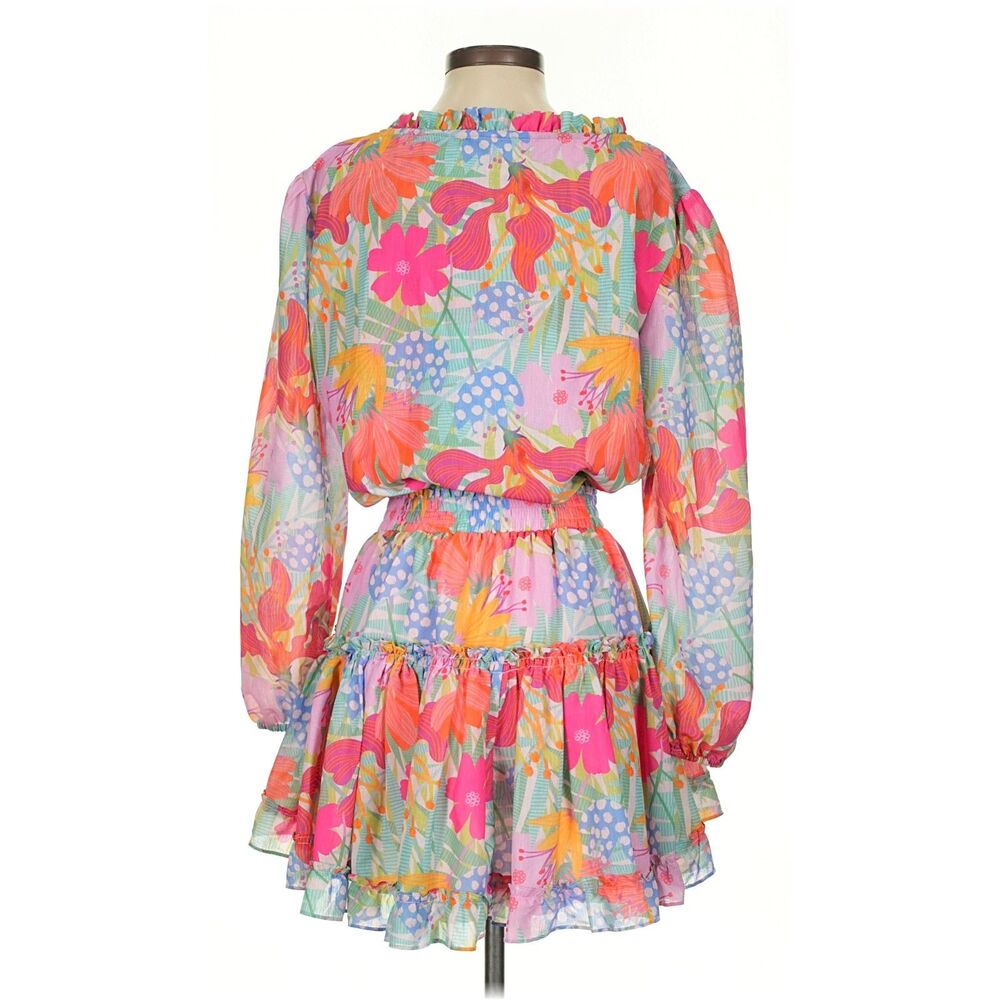 Sincerely Ours Mini Dress Floral Long Sleeve Summer Colorful Women's Medium NWT